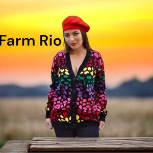 Farm Rio Wool blend oversized sweater sz Large